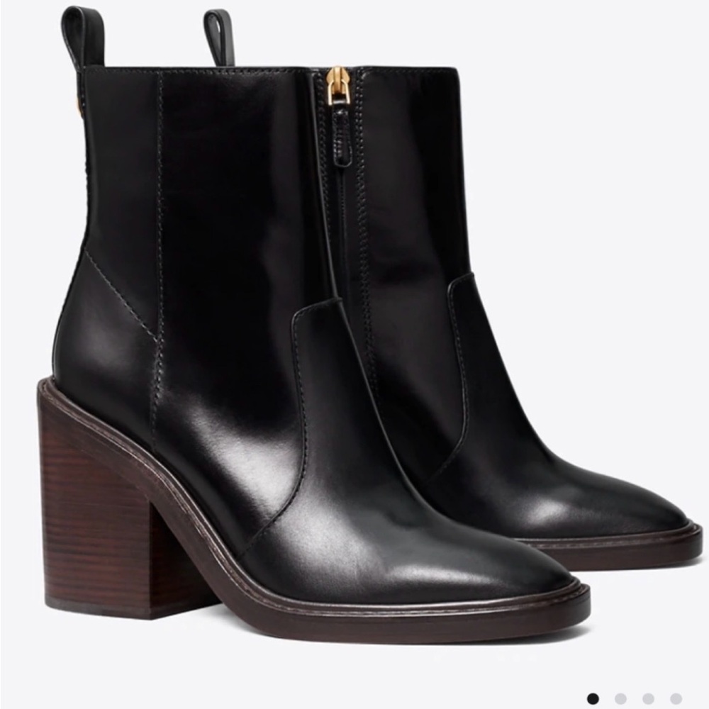 Tory Burch Black Leather Heeled Ankle Boots